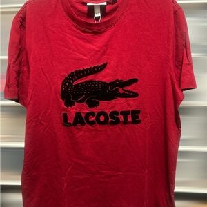 Lacoste Maroon Tee with Black Crocodile Logo